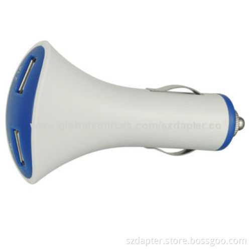 2.1A 2 Ports Car Charger with LED Power Light Indication and 2,100mAh Capacity